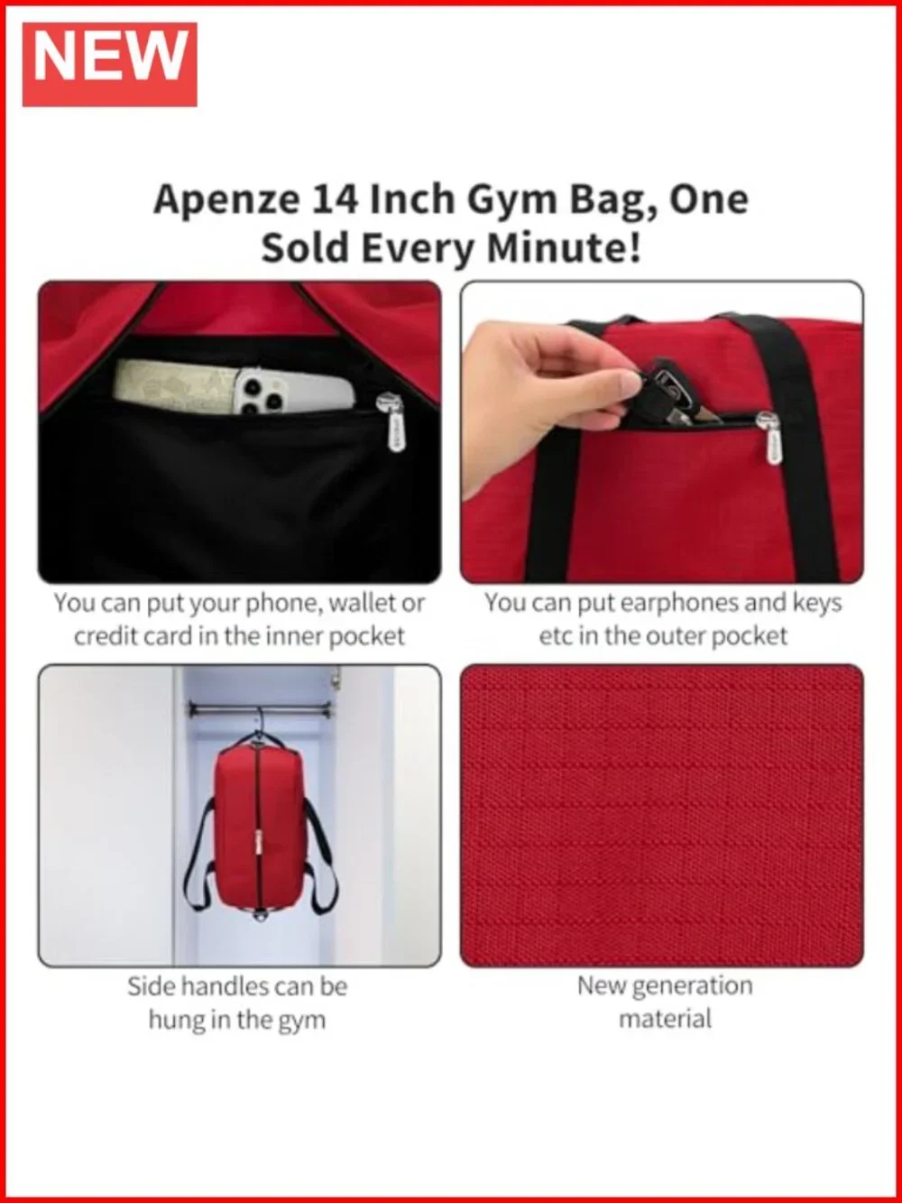 Small Gym Bag 14inch Lightweight Carry On Mini Duffel Bag for Travel Sport